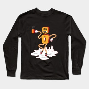 Tea Robot on the moon Long Sleeve T-Shirt